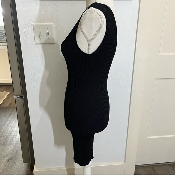 Generation Love Black Stretch Rib Knit V Neck Dress Xs - Picture 4 of 6